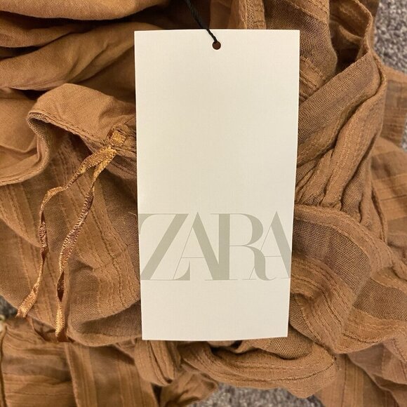 Zara Women's One Shoulder Sleeveless Top Brown Striped Tie Size S - Small - NWT - Picture 15 of 16